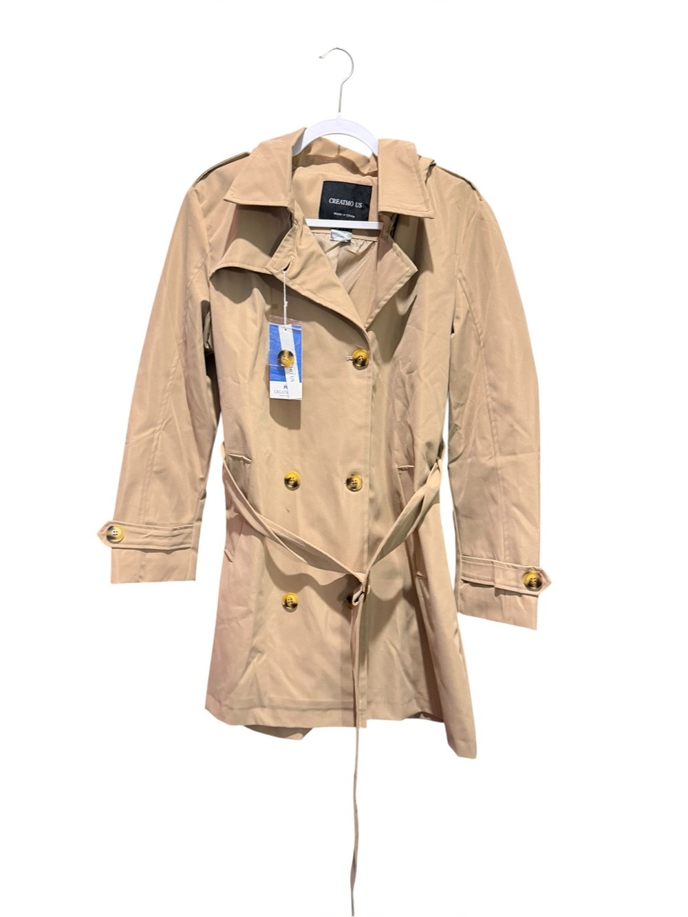 NWT 👍W/ FLAW CREATMO  US  Women’s Double Breasted Trench Coat
LAST PICTURE